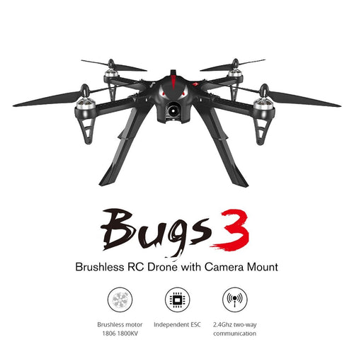 MJX Bugs 3 Brushless Drone 2.4GHz 3D Flips RC Quadcopter with Camera Mount 18min Flying Time 500m Long Range Remote Control
